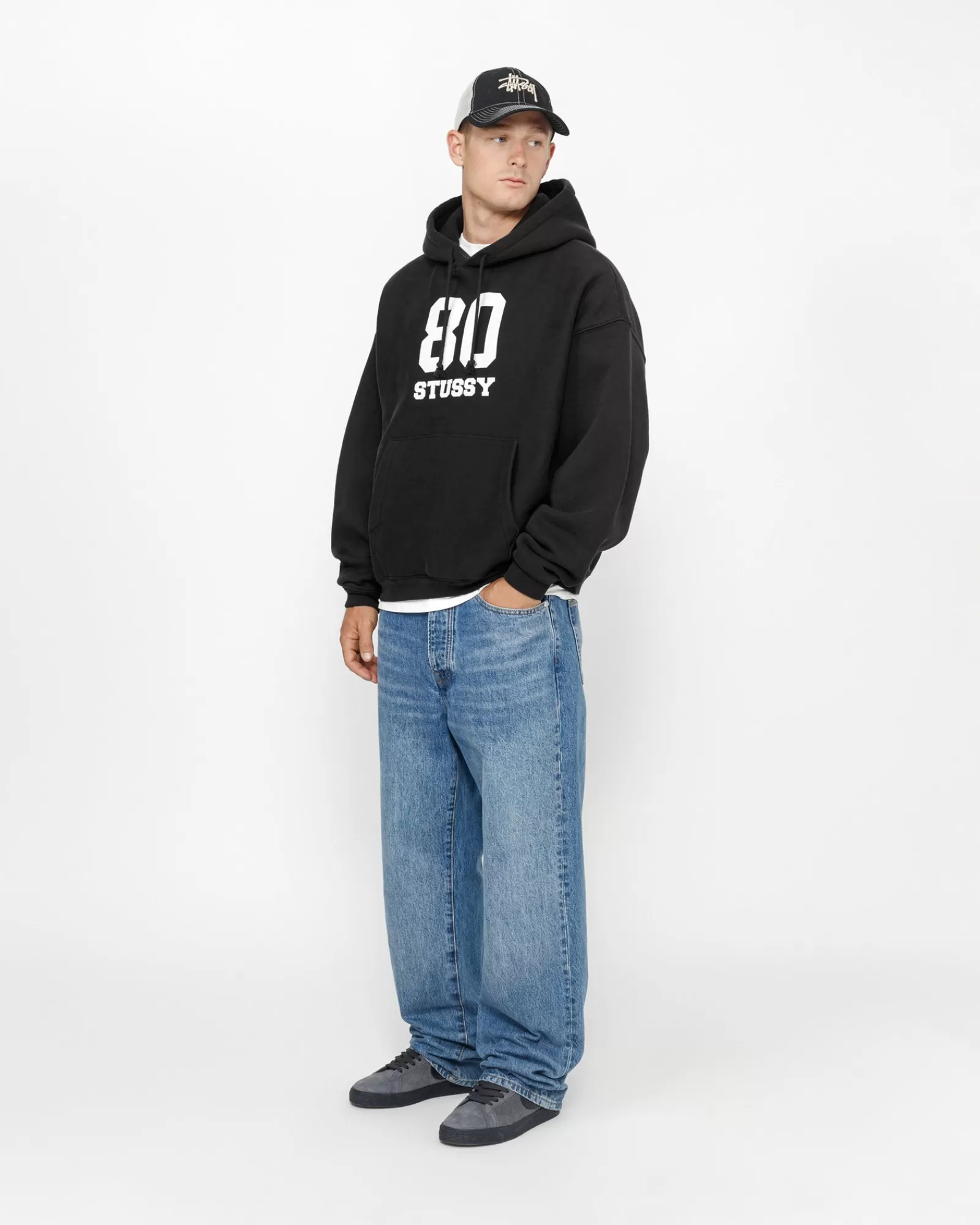 Hoodies*Stüssy 80 RELAXED HOODIE Washed Black