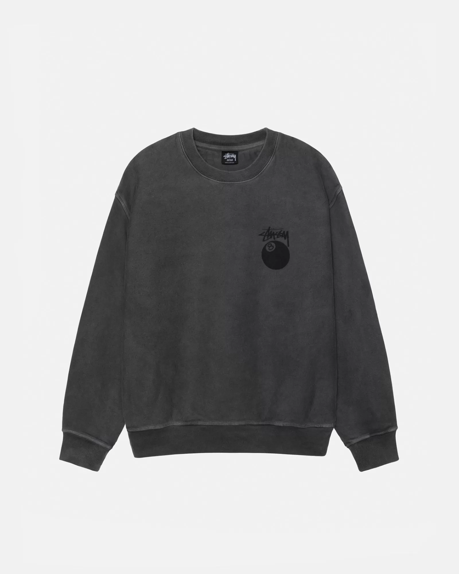 Crews*Stüssy 8 BALL CREW PIGMENT DYED Black