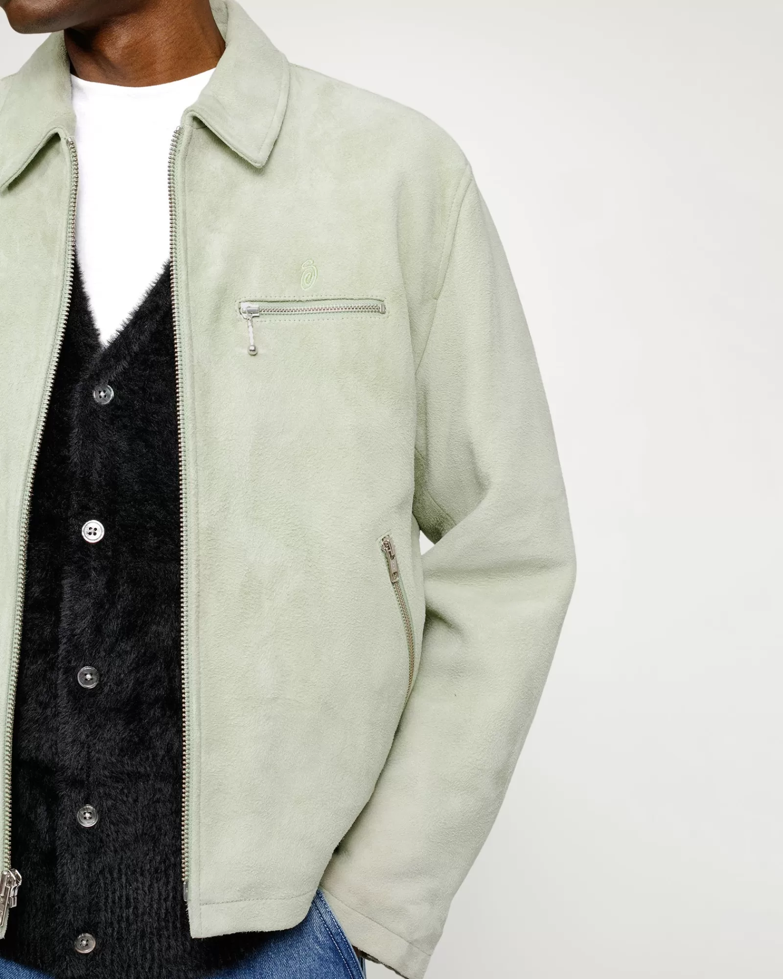 Jacken & Westen*Stüssy BING JACKET SUEDE Green Tea