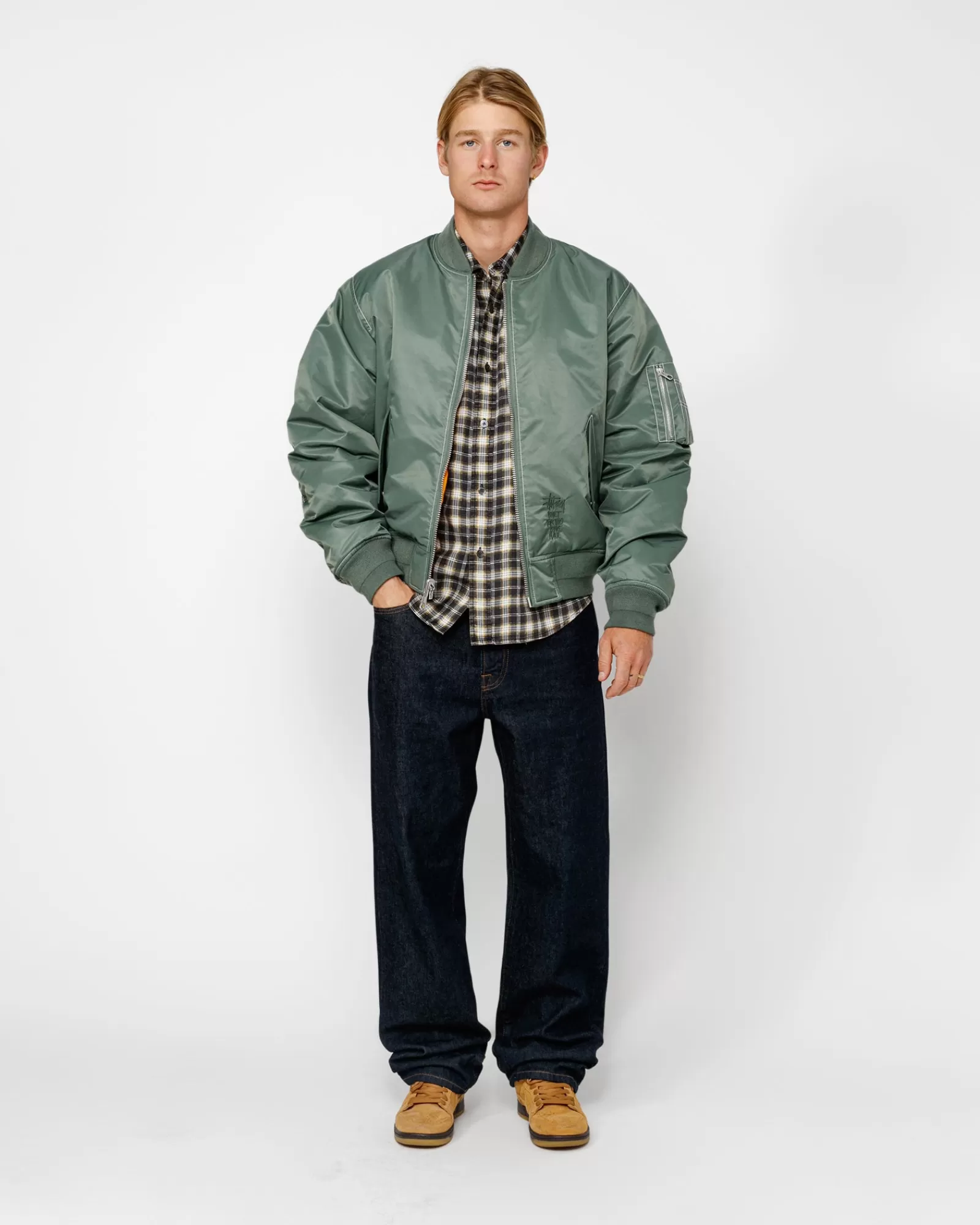 Jacken & Westen*Stüssy BUILT REVERSIBLE BOMBER JACKET Green