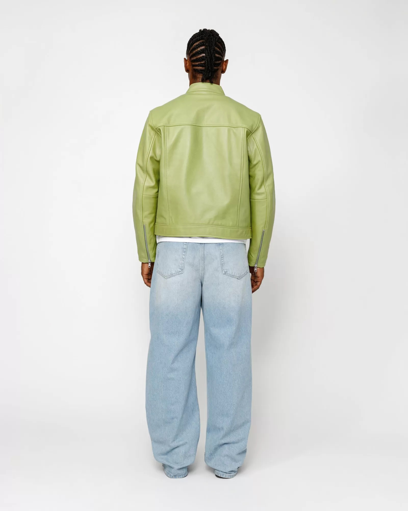 Jacken & Westen*Stüssy CAFE RACER LEATHER JACKET Lime