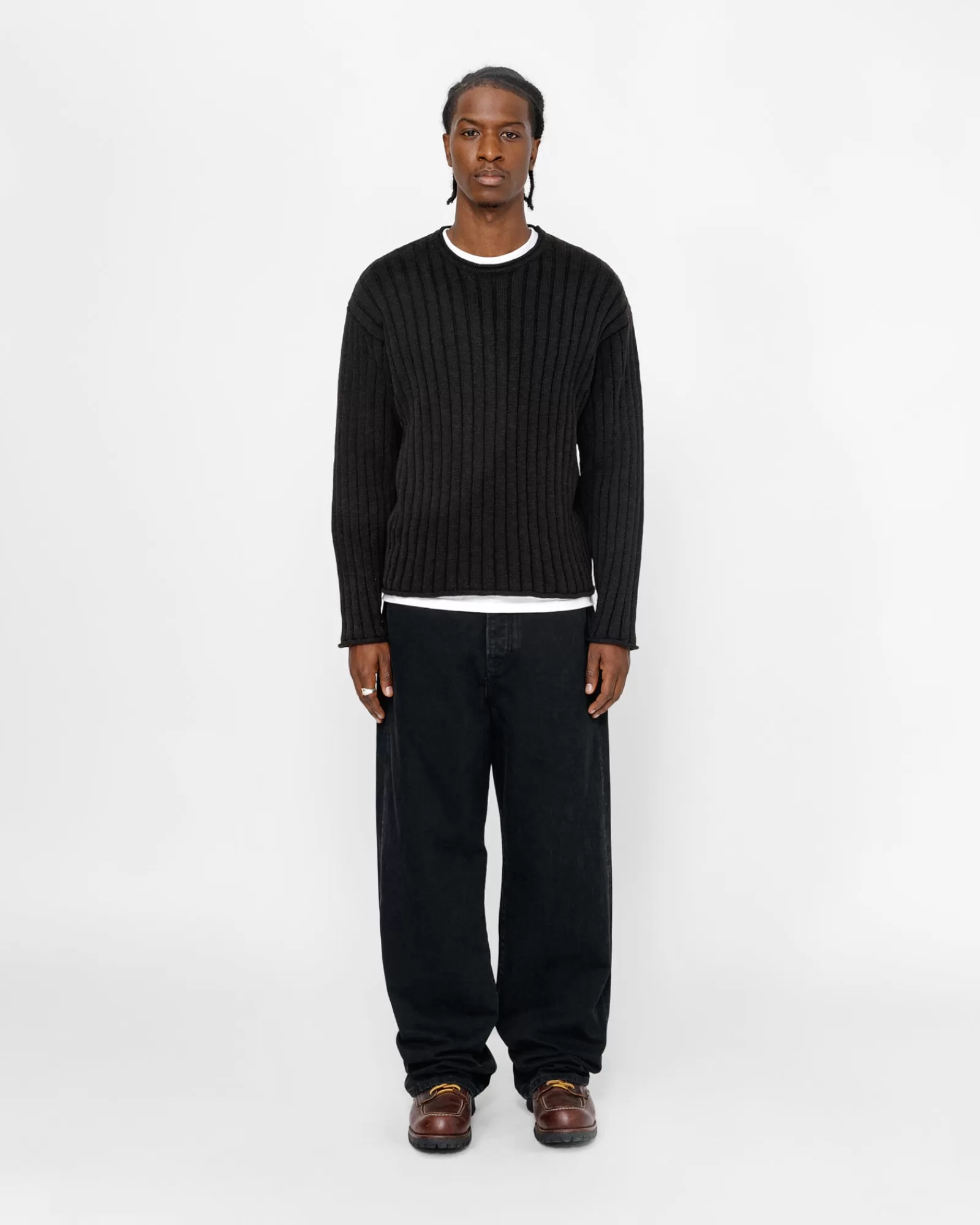 Knits*Stüssy COTTON SLUB RIB CREW Black