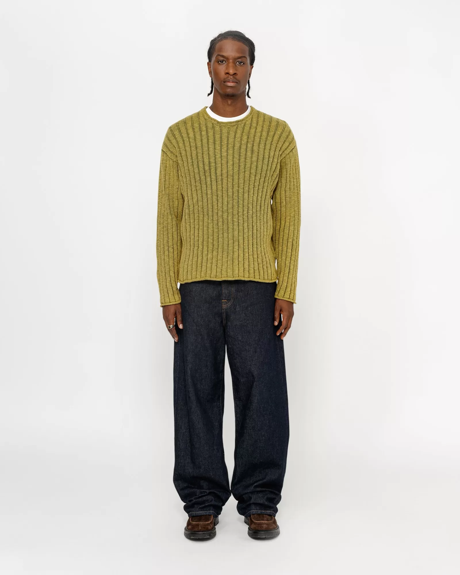 Knits*Stüssy COTTON SLUB RIB CREW Green