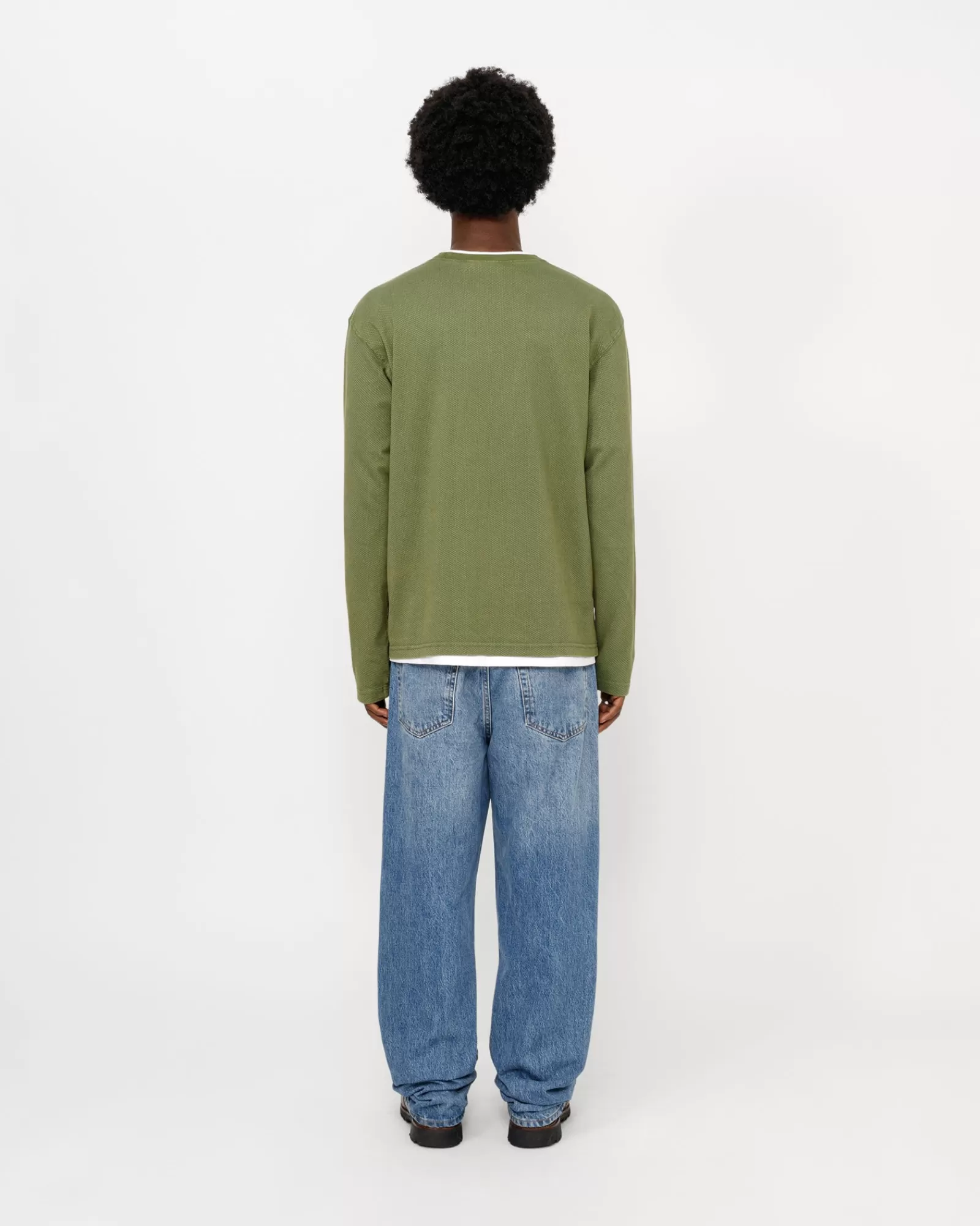 Knits*Stüssy Crew Aus Zweifarbigem Baumwollmesh Green