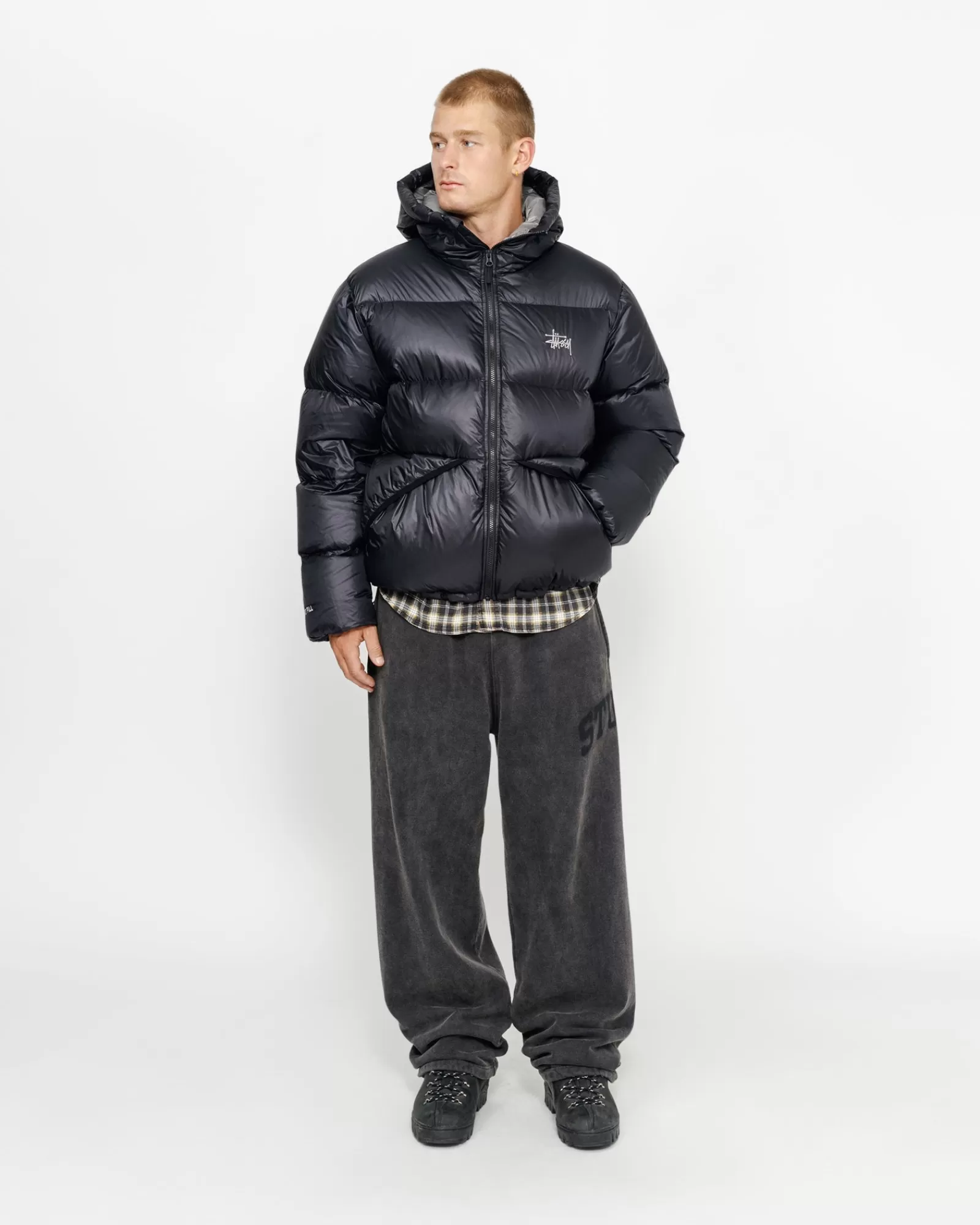 Jacken & Westen*Stüssy DOWN PARKA MICRO RIPSTOP Phantom Black