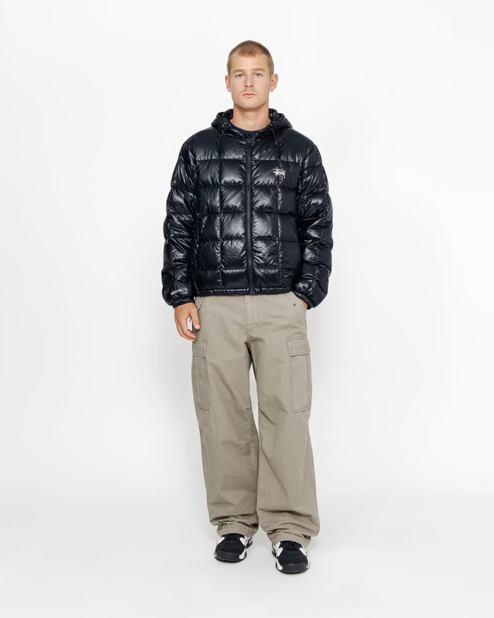 Jacken & Westen*Stüssy MIDWEIGHT HOODED PUFFER Black