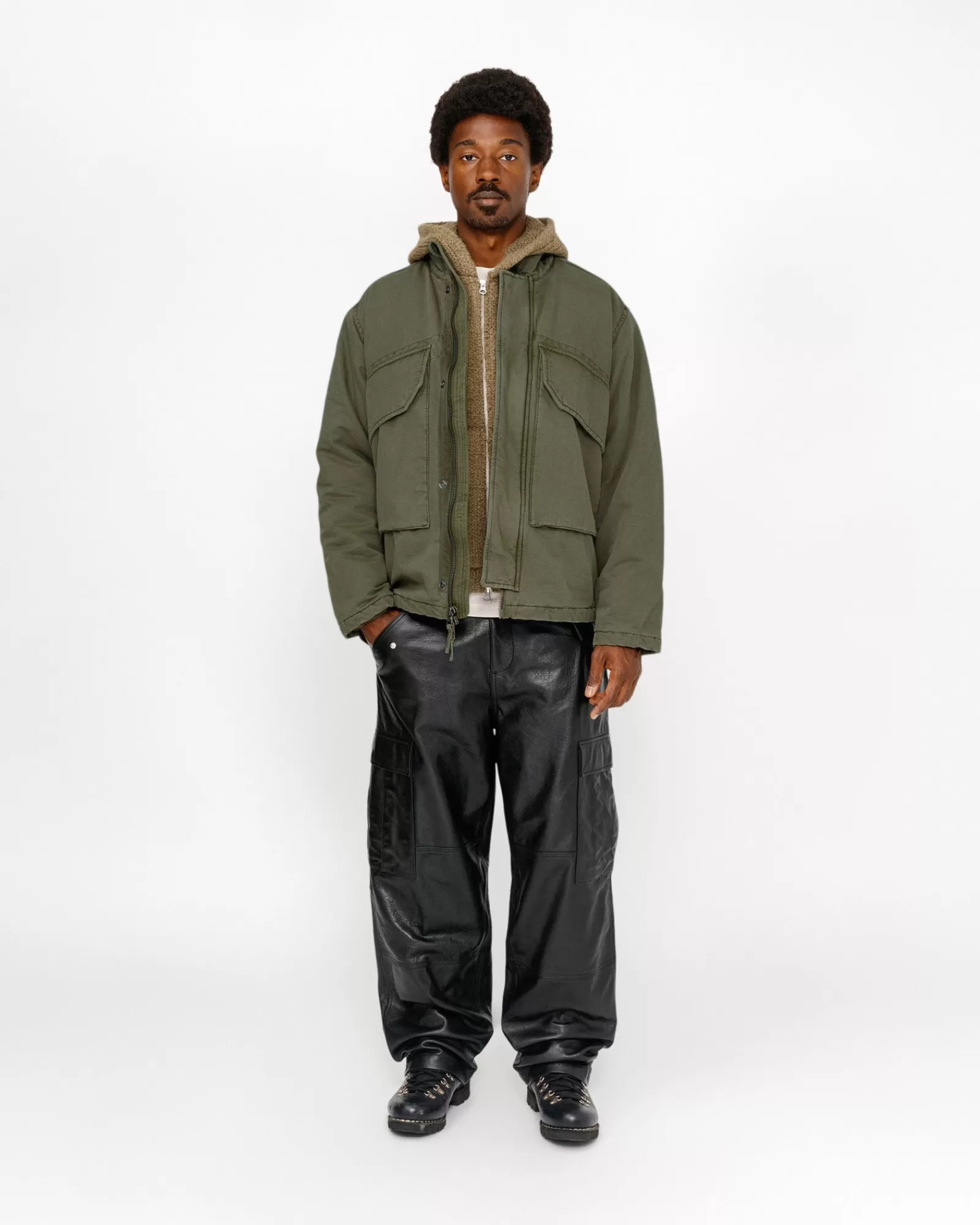 Hosen*Stüssy MILITARY CARGO LEATHER PANT Black