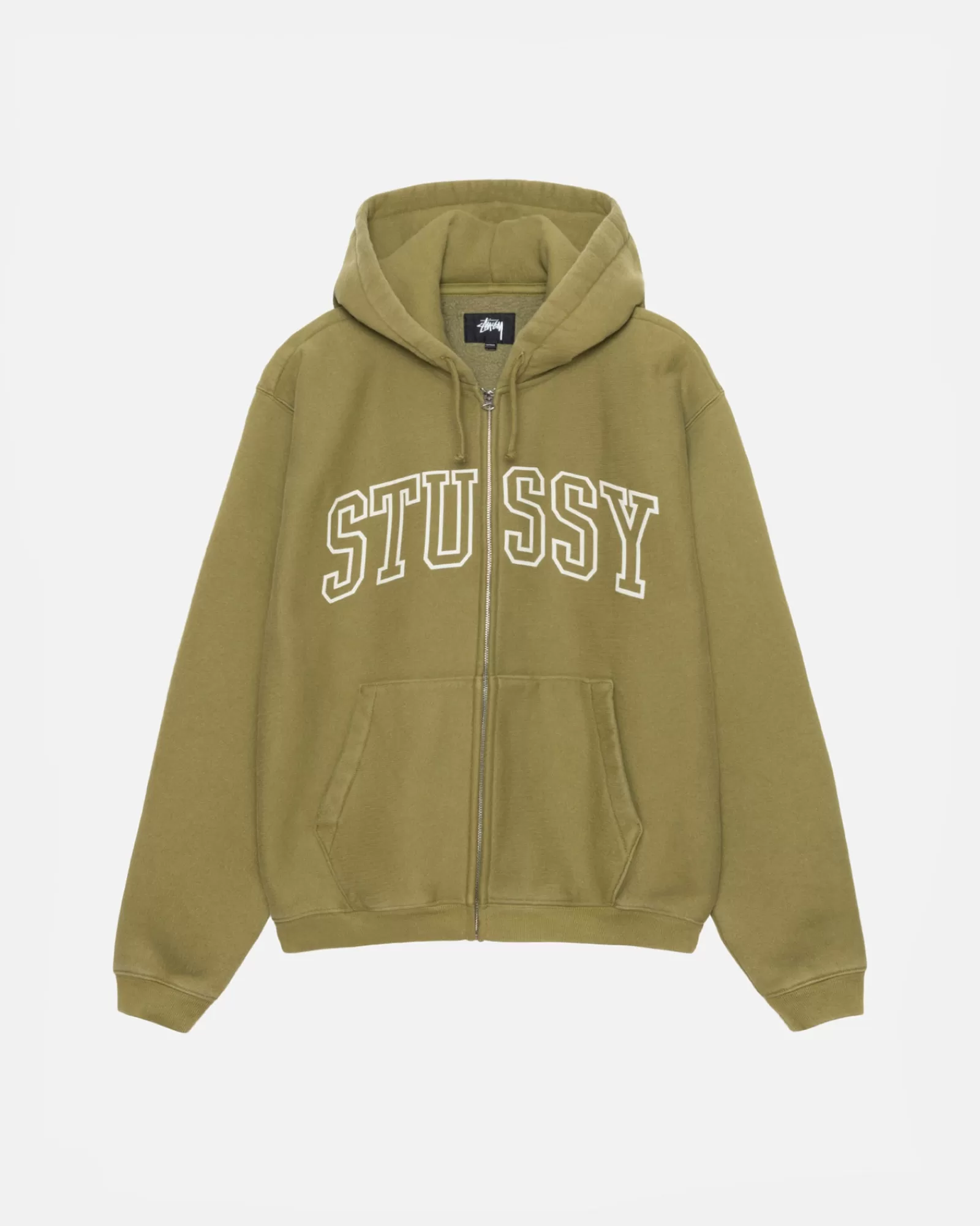 Hoodies*Stüssy OUTLINE ZIP HOODIE Olive