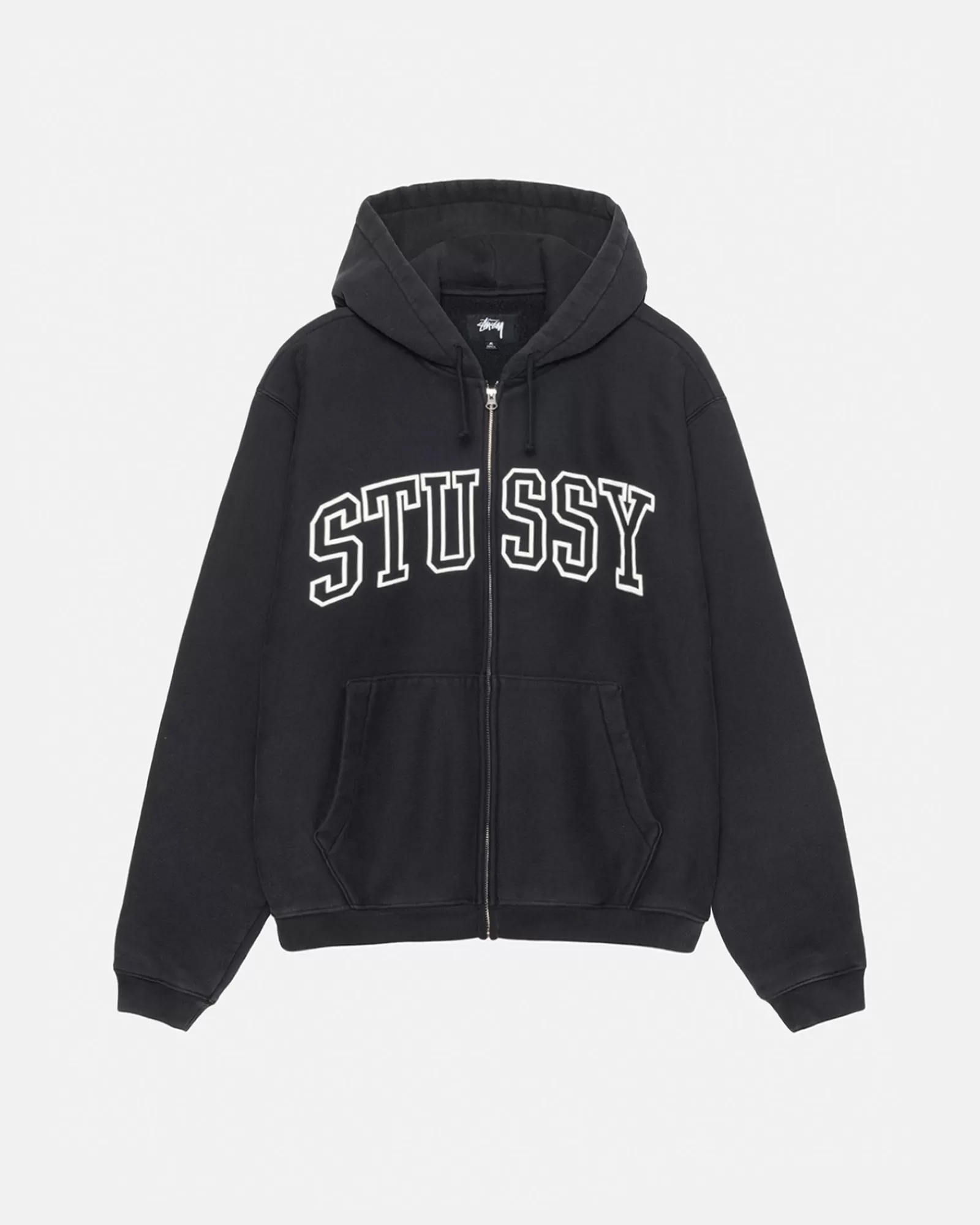 Hoodies*Stüssy OUTLINE ZIP HOODIE Washed Black