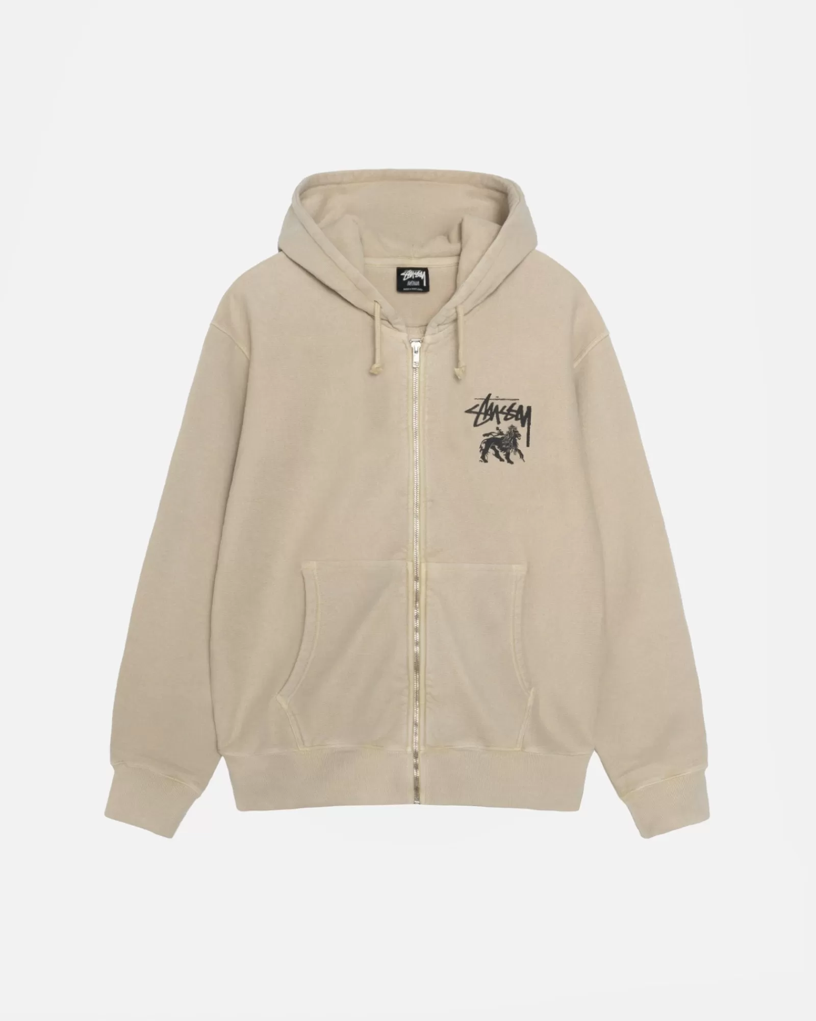 Hoodies*Stüssy RASTA LION ZIP HOODIE PIGMENTGEFÄRBT Khaki