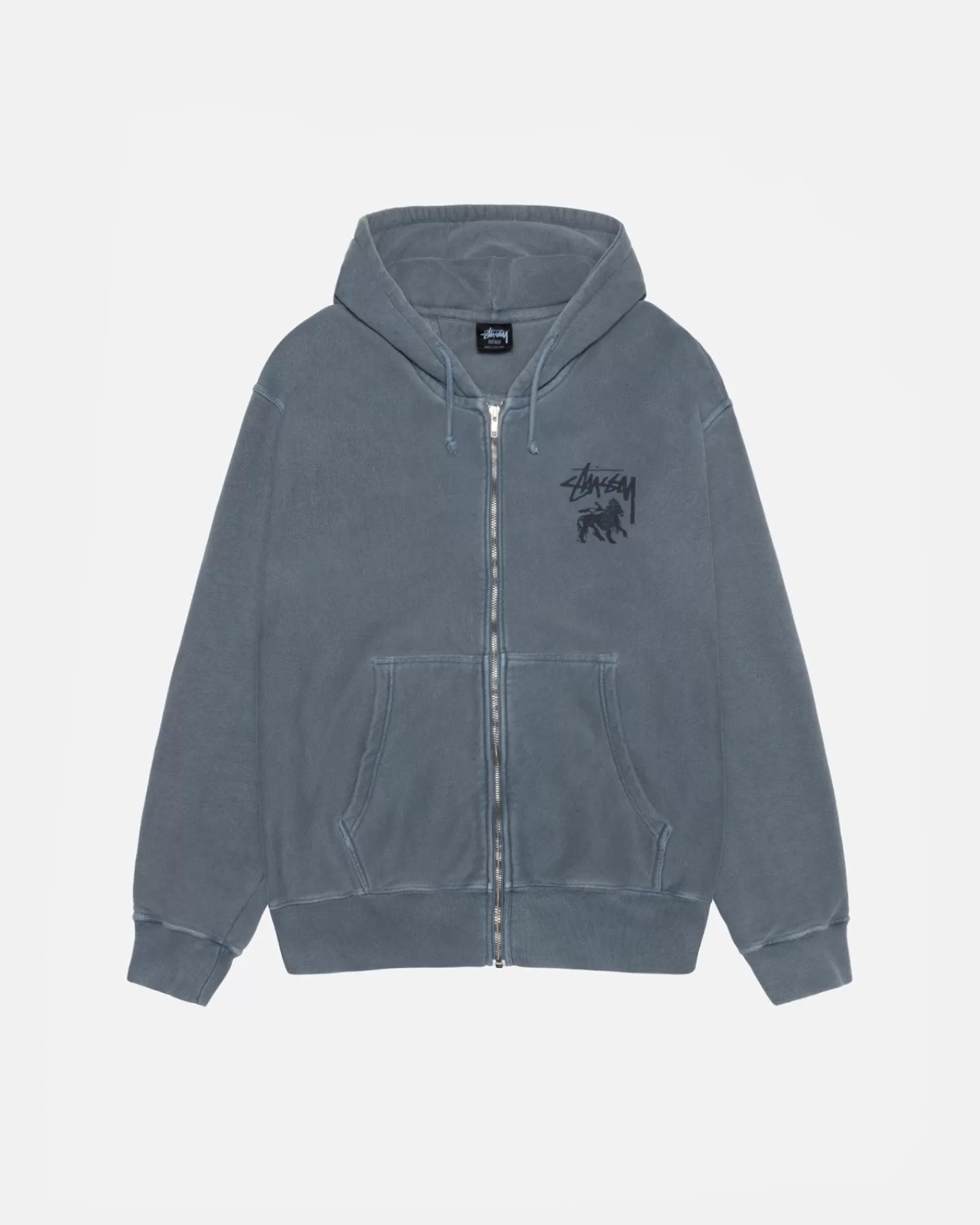 Hoodies*Stüssy RASTA LION ZIP HOODIE PIGMENTGEFÄRBT Navy