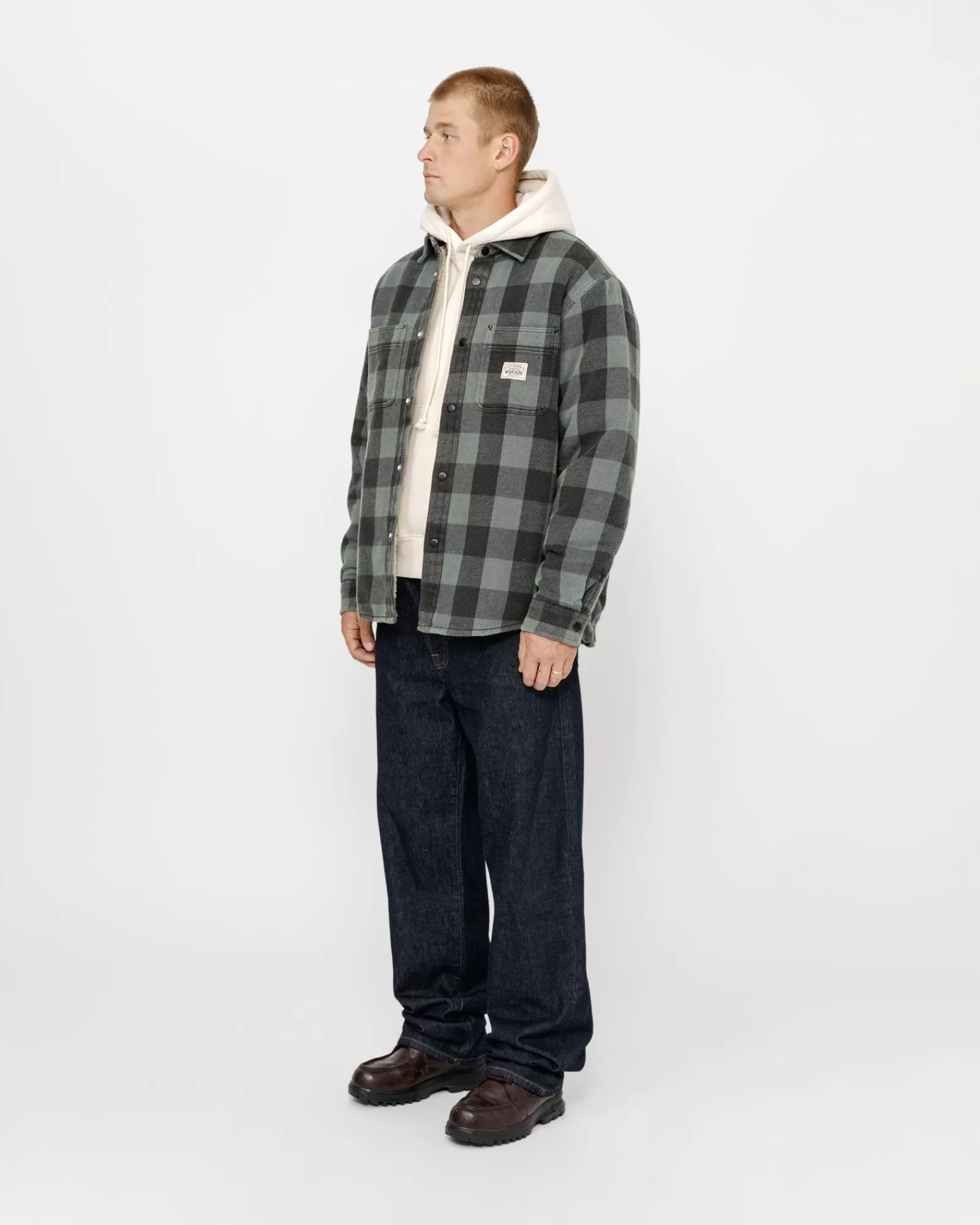 Hemden | Jacken & Westen*Stüssy SHERPA GEFÜTTERTES BUFFALO PLAID-HEMD Grey