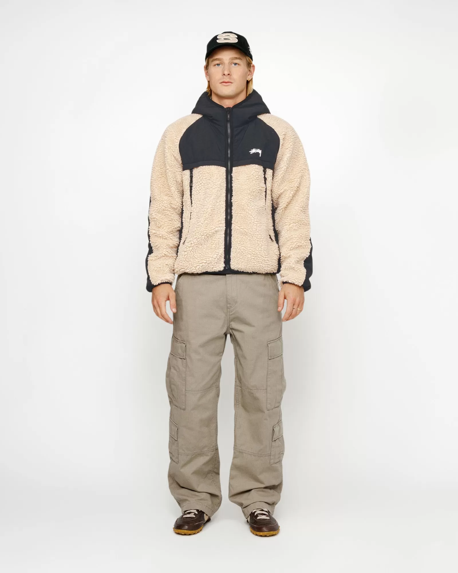 Jacken & Westen*Stüssy SHERPA PANELED HOODED JACKET Beige