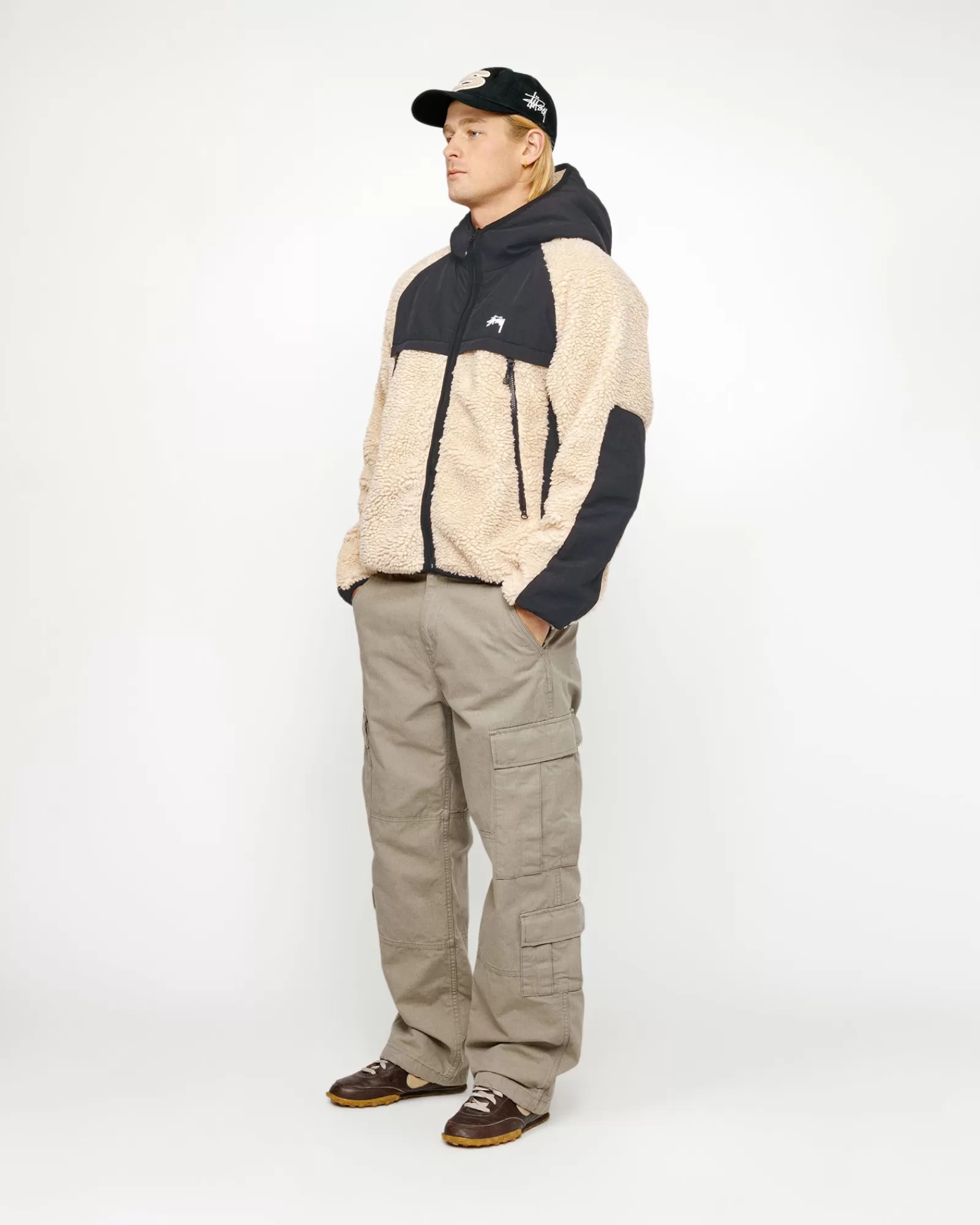 Jacken & Westen*Stüssy SHERPA PANELED HOODED JACKET Beige