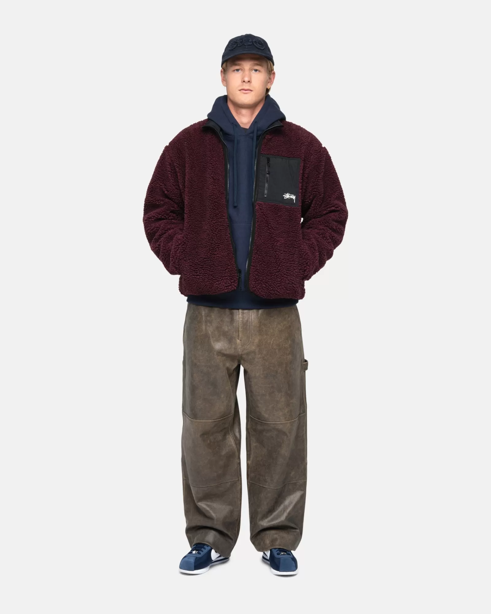 Jacken & Westen*Stüssy SHERPA REVERSIBLE JACKET Burgundy