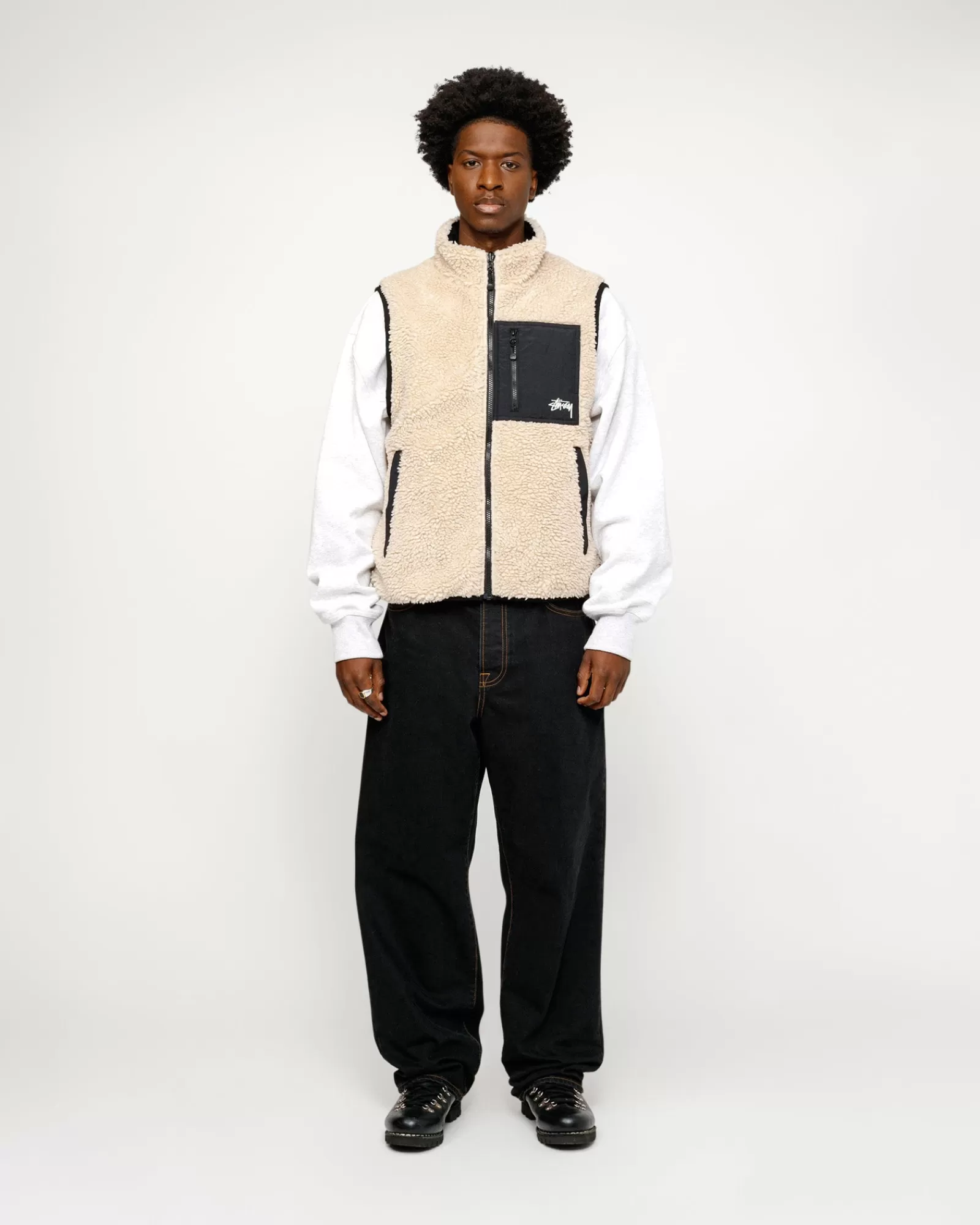 Jacken & Westen*Stüssy SHERPA REVERSIBLE VEST Beige