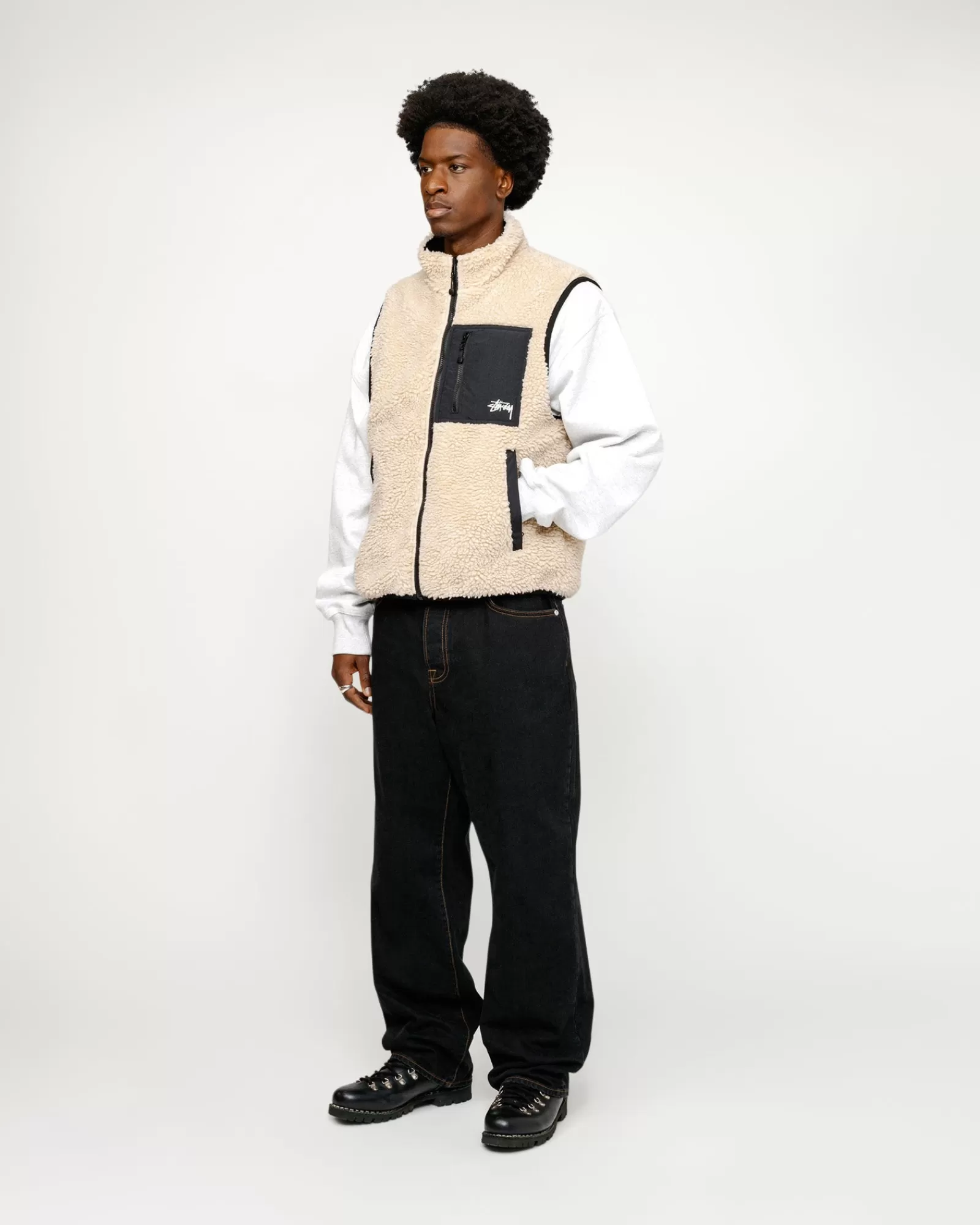 Jacken & Westen*Stüssy SHERPA REVERSIBLE VEST Beige