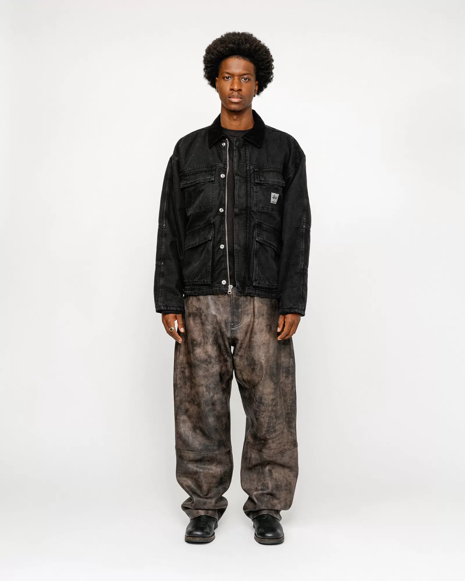 Jacken & Westen*Stüssy SHOP JACKET WASHED CANVAS Black