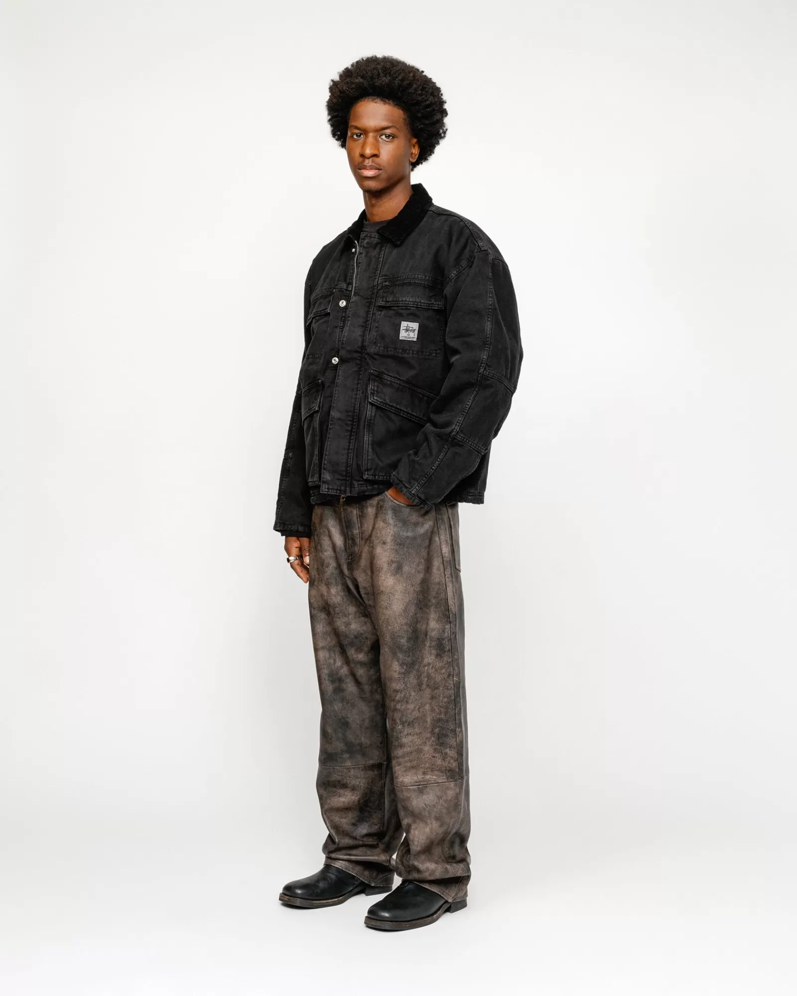 Jacken & Westen*Stüssy SHOP JACKET WASHED CANVAS Black