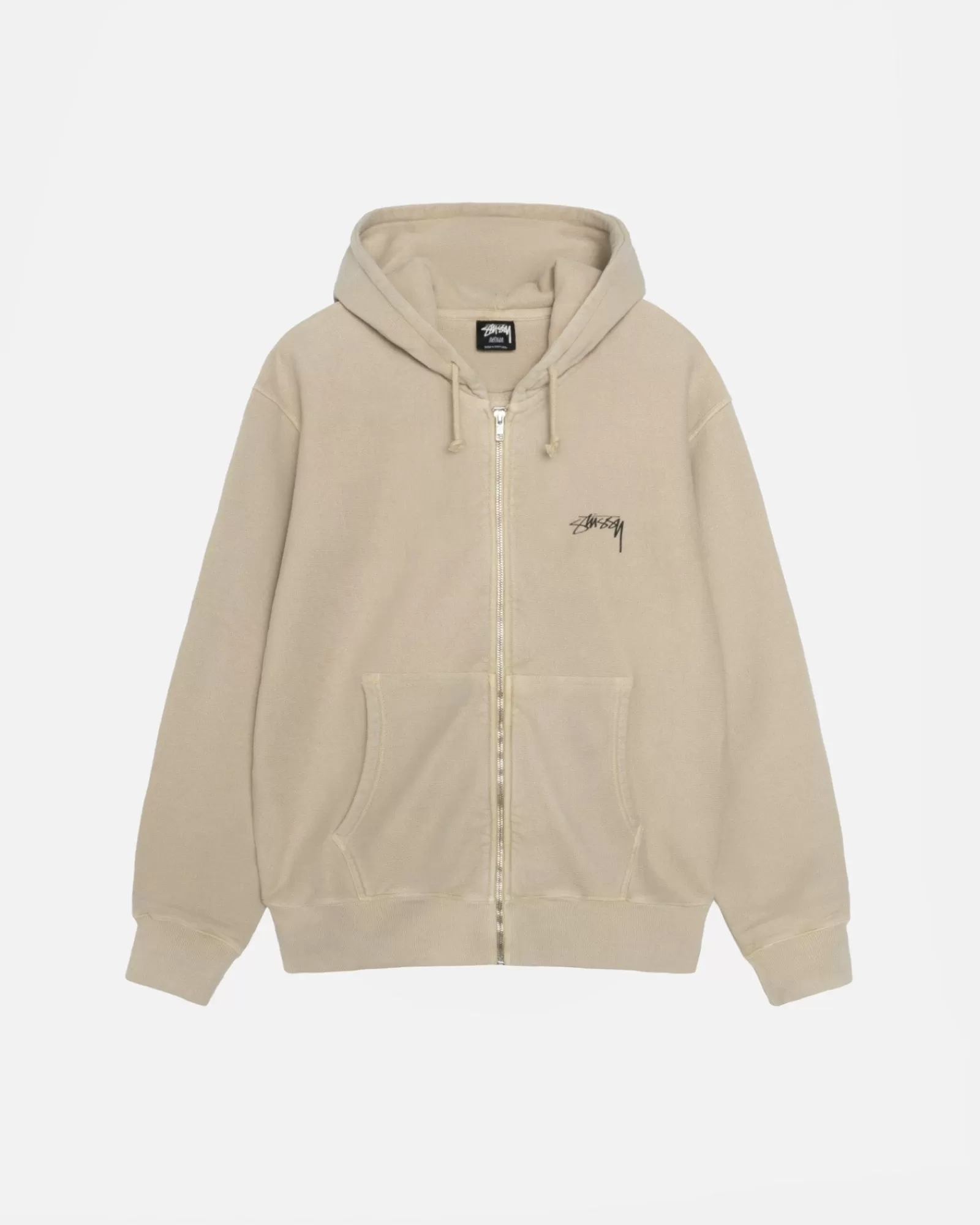 Hoodies*Stüssy SMOOTH STOCK ZIP HOODIE PIGMENT DYED Khaki