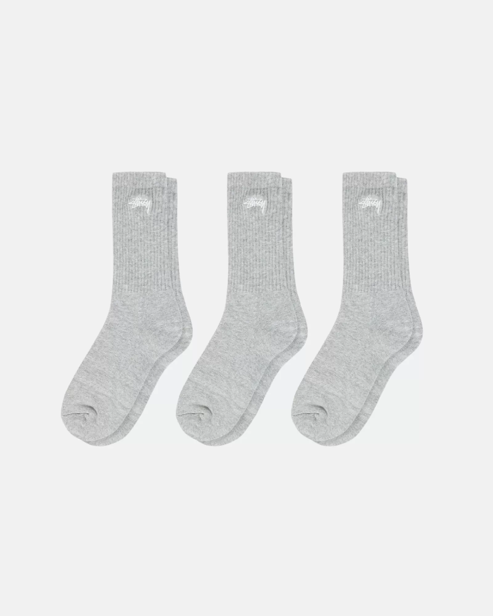 Accessoires*Stüssy STOCK CREW SOCKS 3 PACK Grey Heather