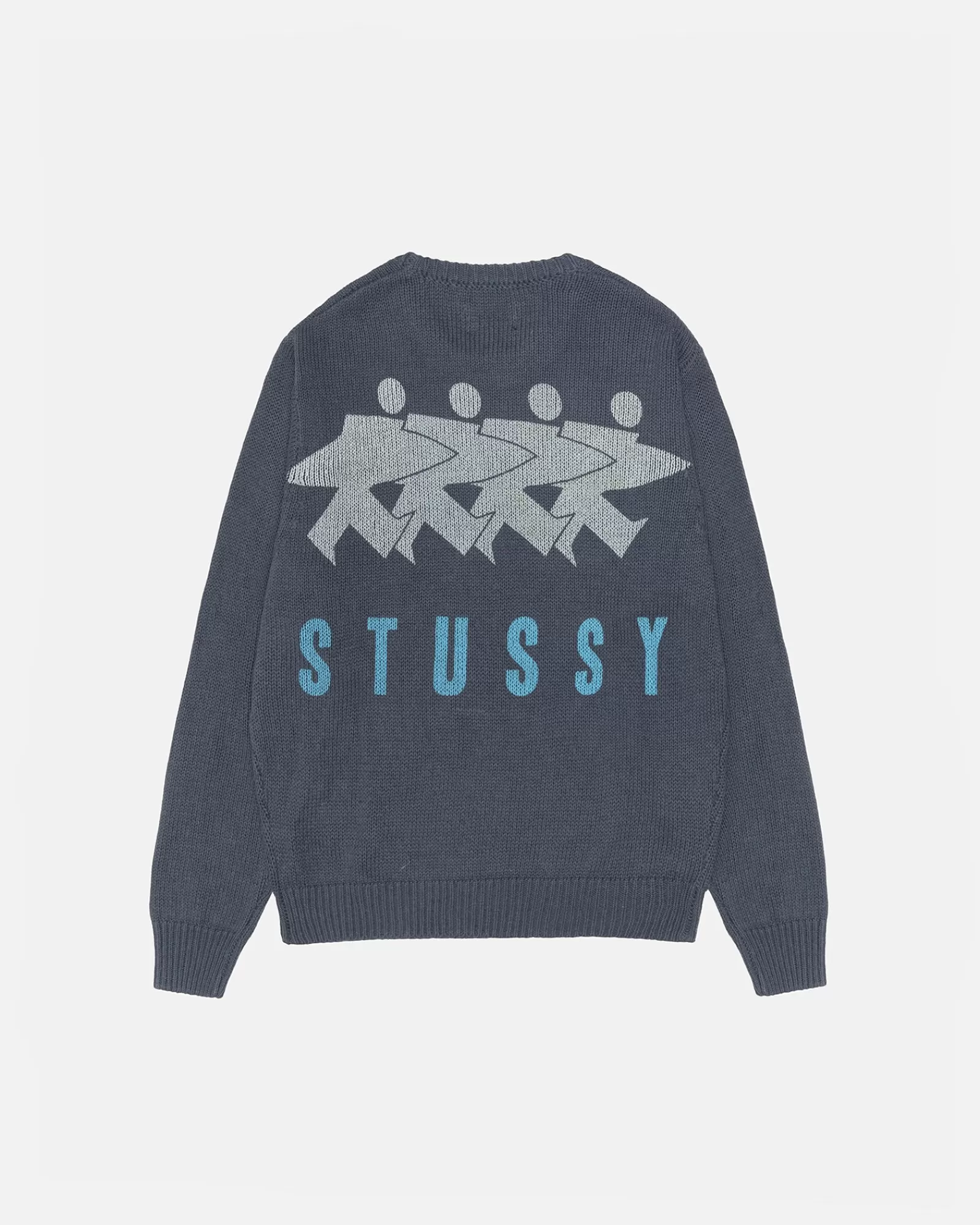 Knits*Stüssy SURFMAN ICON COTTON LINEN CREW Dusty Blue