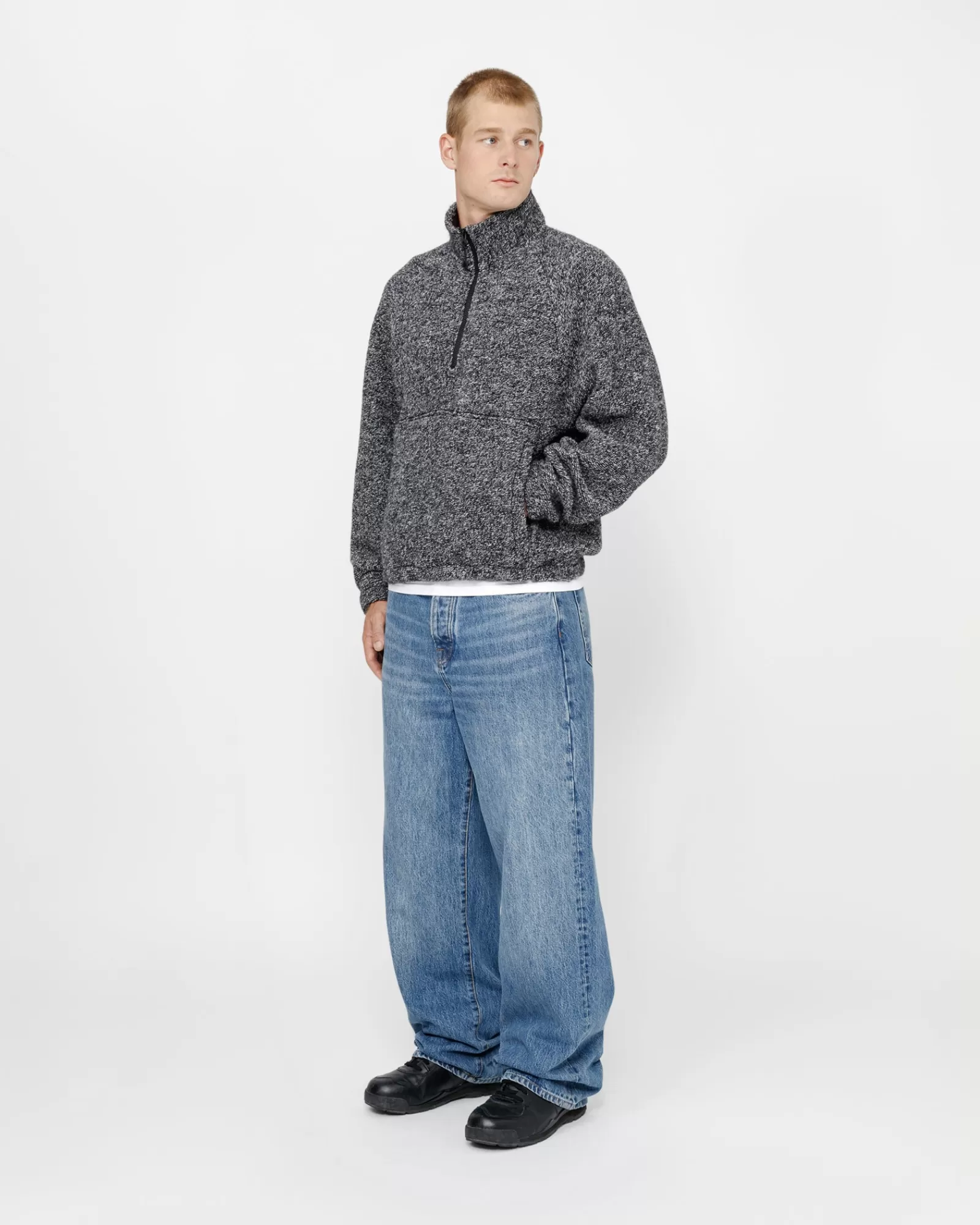 Knits*Stüssy WOLLMISCHUNG SHERPA MOCKKRAGEN Black