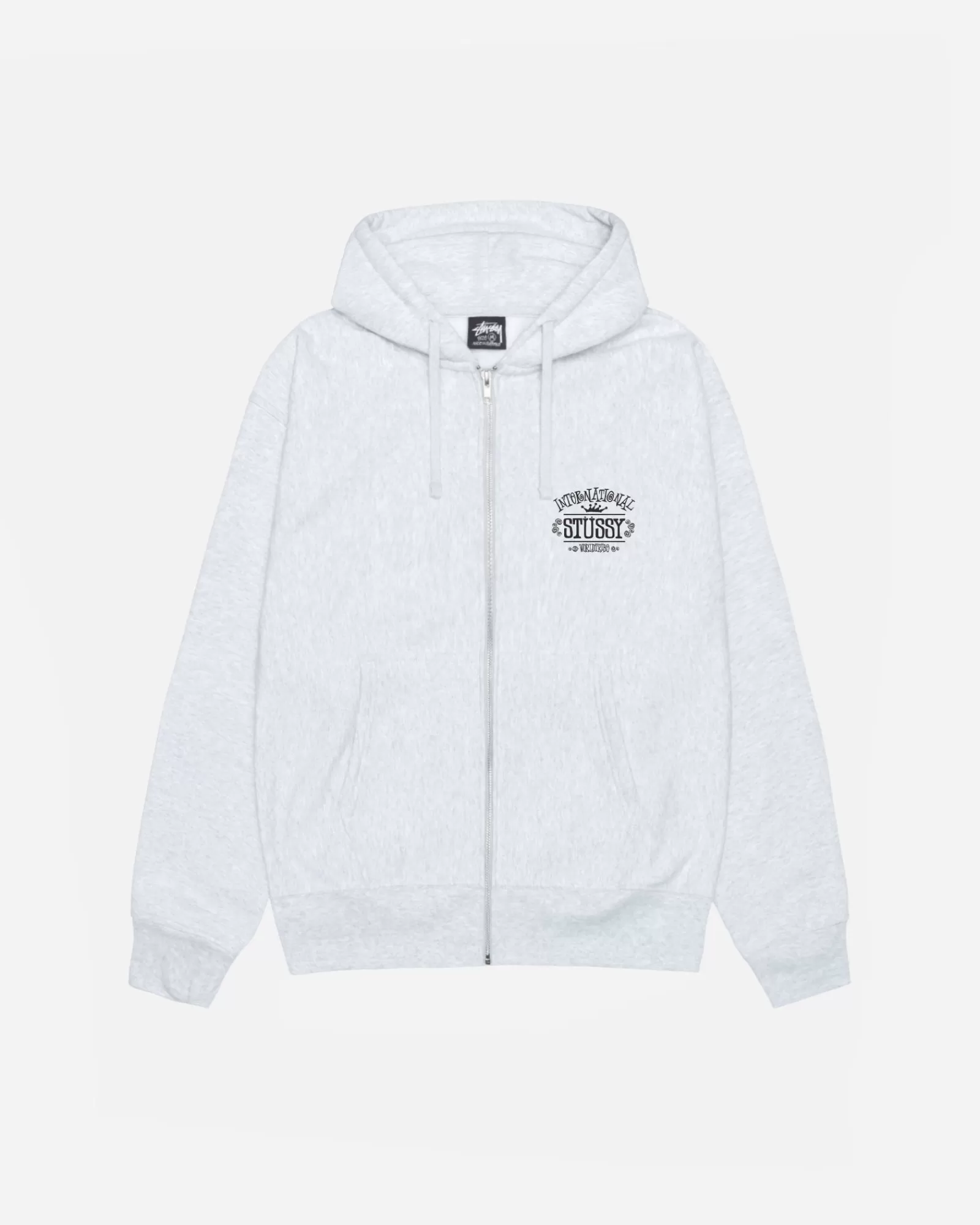 Hoodies*Stüssy WORLDWIDE ZIP HOODIE Ash Heather