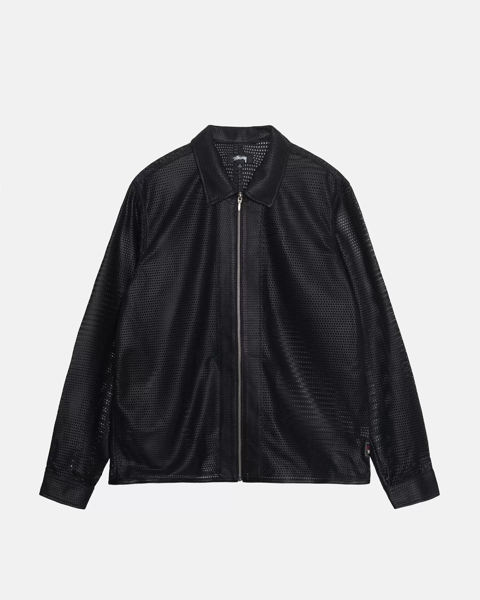 Hemden*Stüssy ZIP SHIRT PERFORATED LEATHER Black